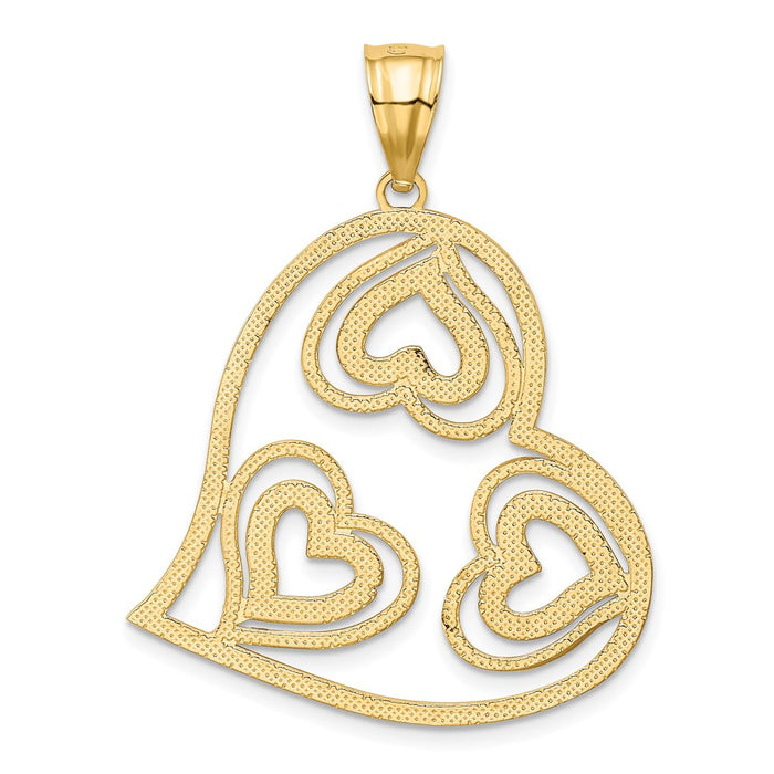 Million Charms 14K Yellow Gold Themed With Rhodium-plated Polished Heart Inside Heart Pendant