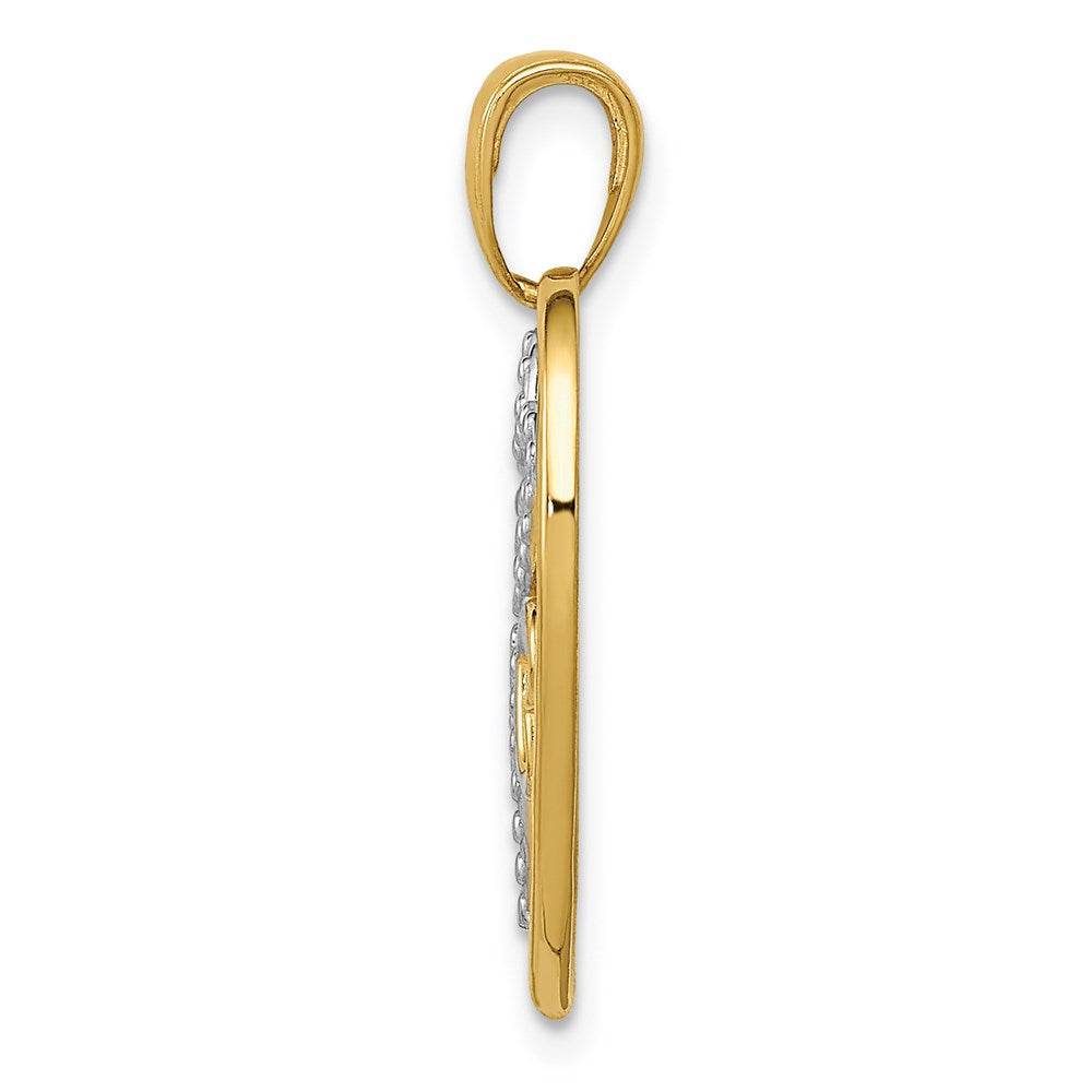 Million Charms 14K Yellow Gold Themed With Rhodium-plated Polished Hearts Inside Heart Pendant