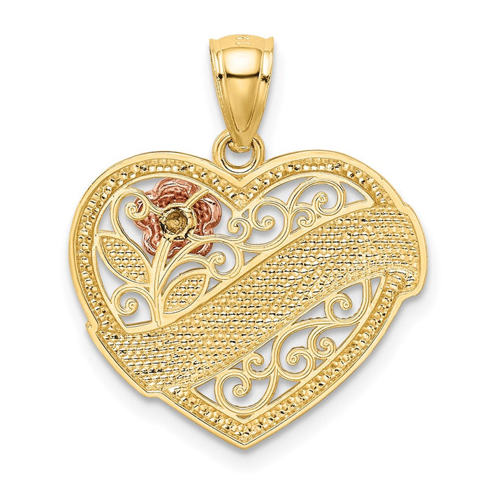 Million Charms 14K Two-Tone, Rhodium-plated Love Heart Pendant