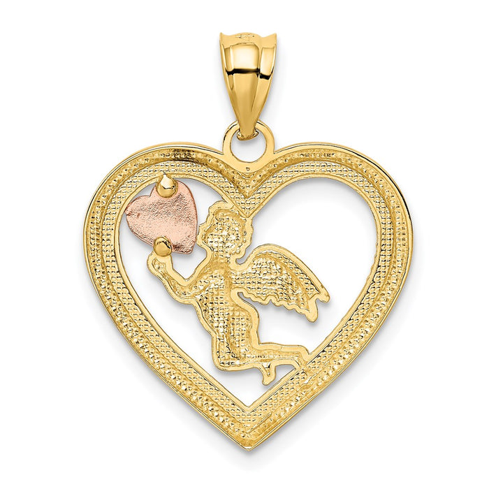 Million Charms 14K Yellow, Rose, Rhodium-plated Angel Heart Pendant