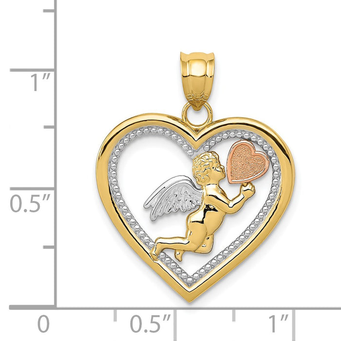 Million Charms 14K Yellow, Rose, Rhodium-plated Angel Heart Pendant