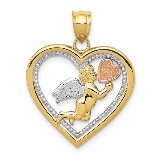 Million Charms 14K Yellow, Rose, Rhodium-plated Angel Heart Pendant