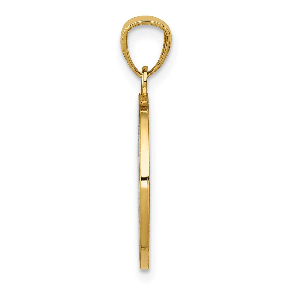 Million Charms 14K Yellow Gold Themed With Rhodium-plated Friends, Laugh, Love Circle Pendant