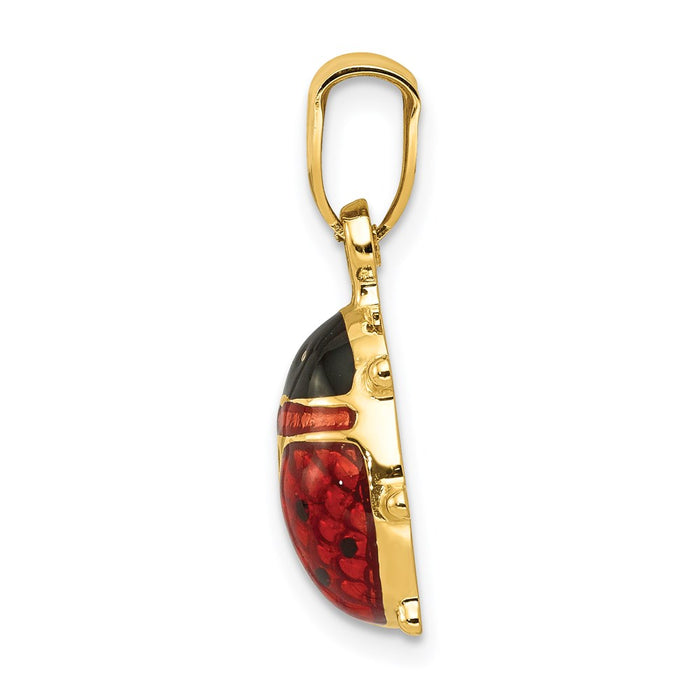 Million Charms 14K Yellow Gold Themed Enameled Ladybug Charm