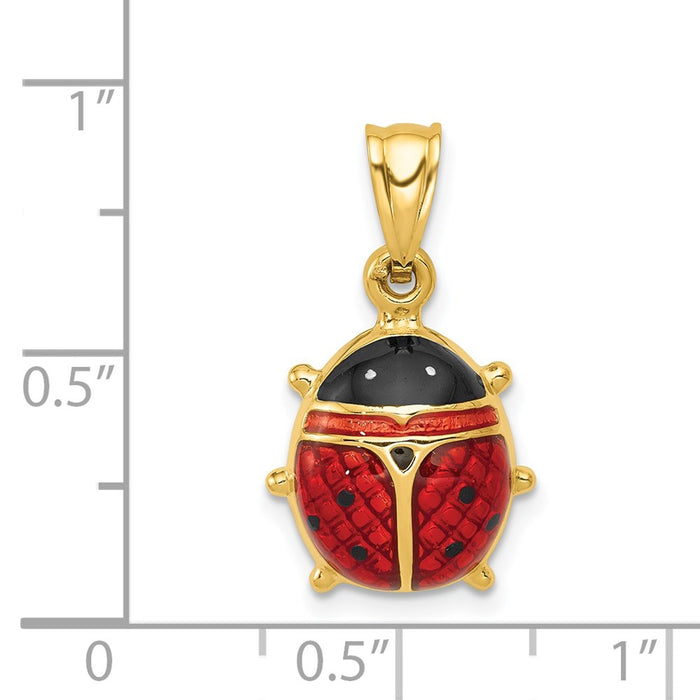 Million Charms 14K Yellow Gold Themed Enameled Ladybug Charm