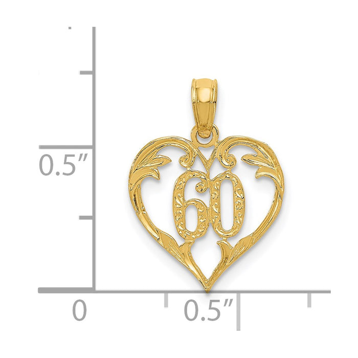 Million Charms 14K Yellow Gold Themed 60 Heart Pendant