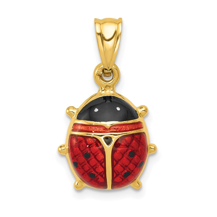 Million Charms 14K Yellow Gold Themed Enameled Ladybug Charm