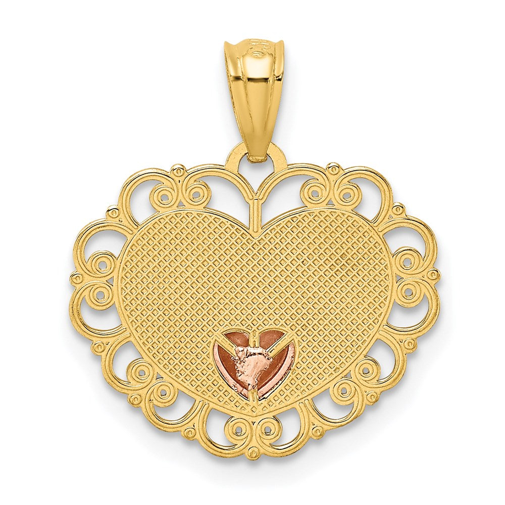 Million Charms 14K Two-Tone Mom Heart Pendant