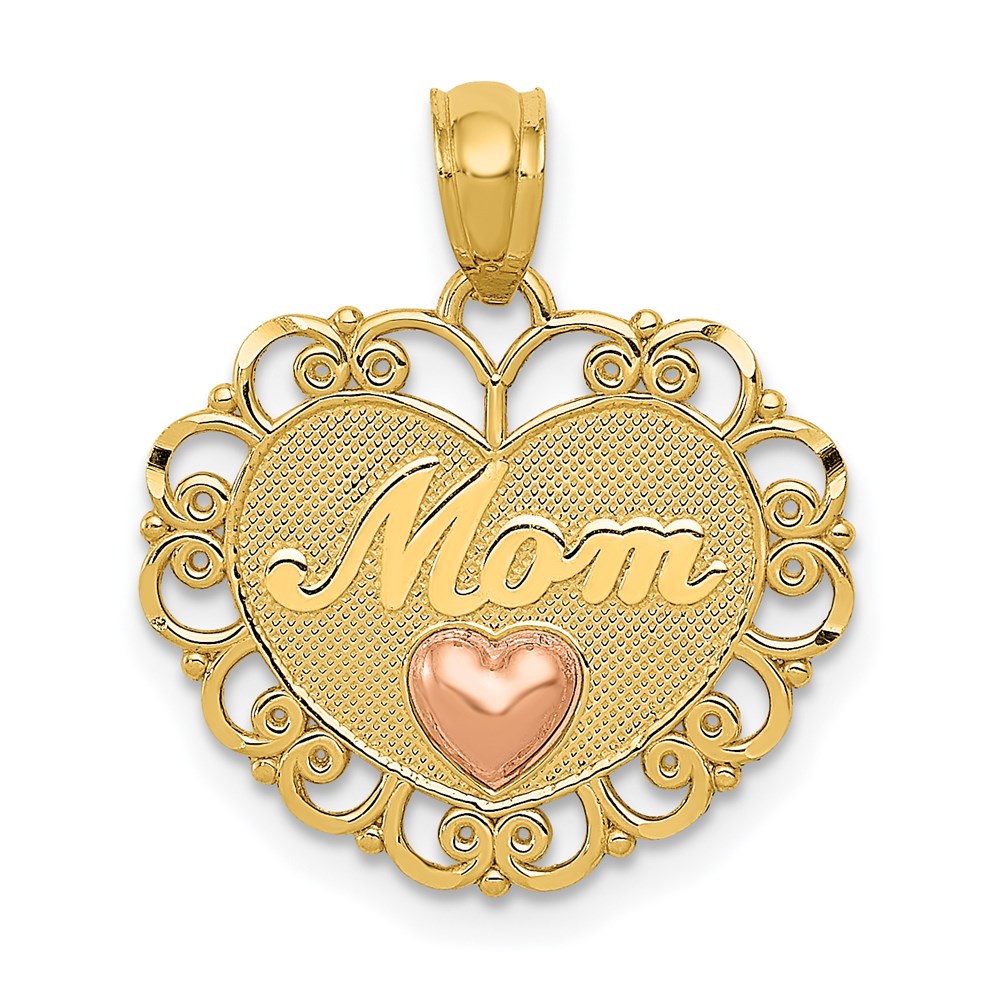 Million Charms 14K Two-Tone Mom Heart Pendant