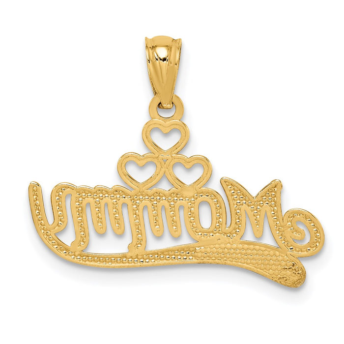 Million Charms 14K Yellow Gold Themed With Rhodium-plated Mommy Pendant