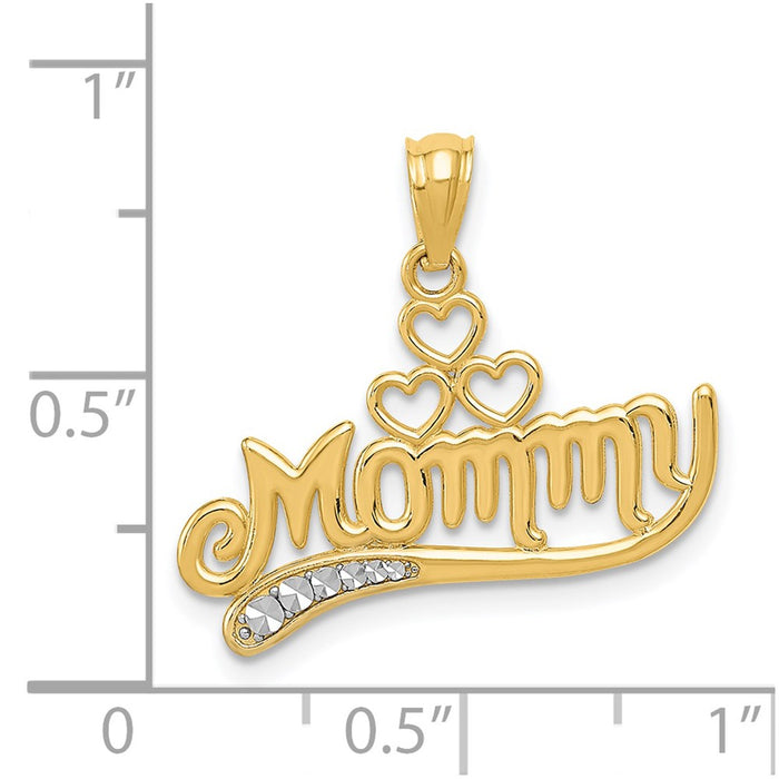 Million Charms 14K Yellow Gold Themed With Rhodium-plated Mommy Pendant