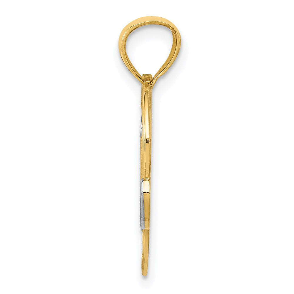 Million Charms 14K Yellow Gold Themed With Rhodium-plated #1 Mom Heart Pendant