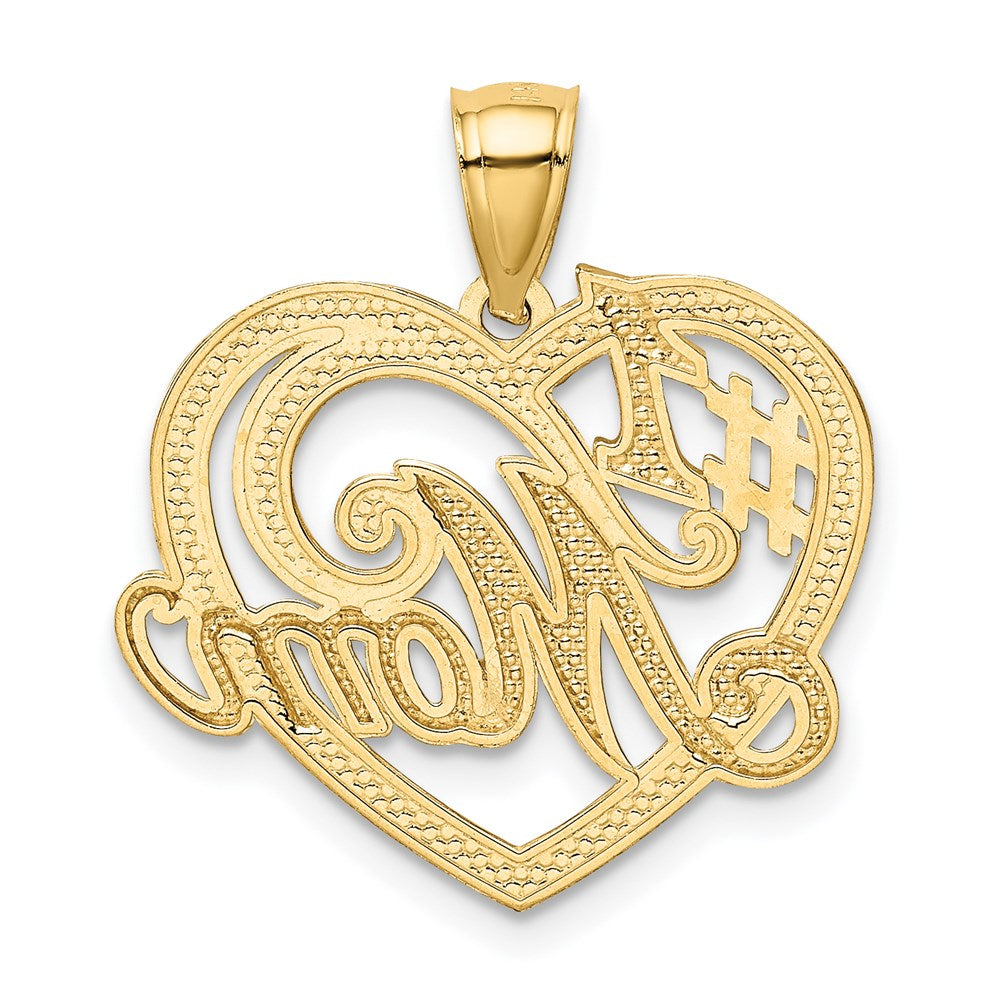 Million Charms 14K Yellow Gold Themed With Rhodium-plated #1 Mom Heart Pendant