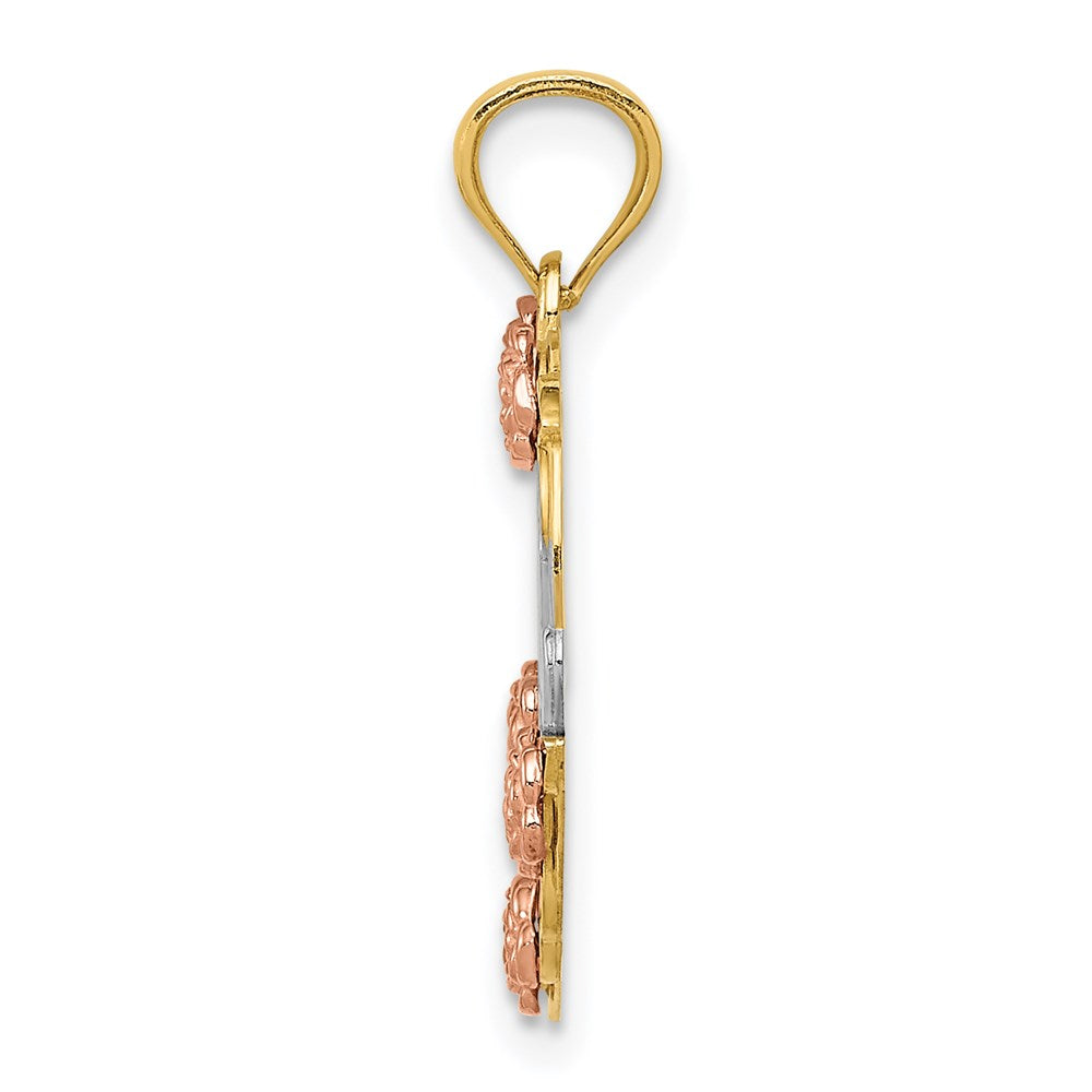 Million Charms 14K Two-Tone, Rhodium-plated Mom Heart Pendant
