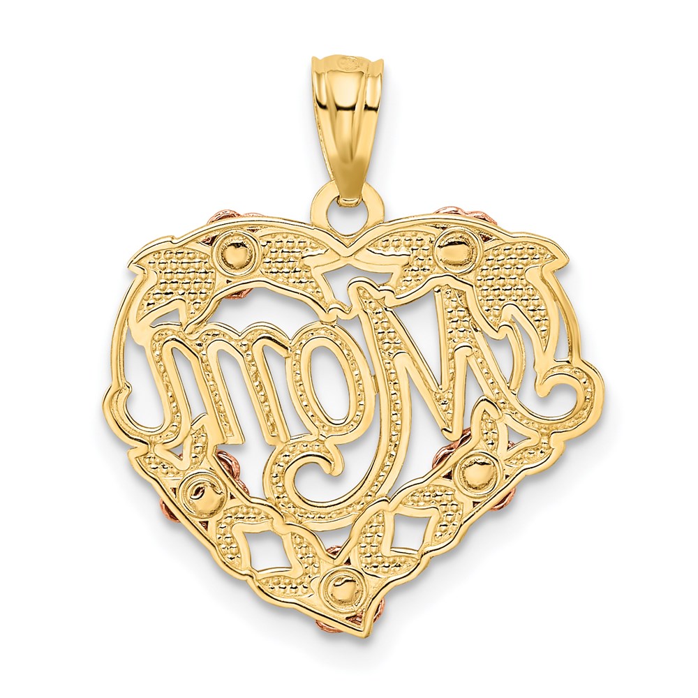 Million Charms 14K Two-Tone, Rhodium-plated Mom Heart Pendant