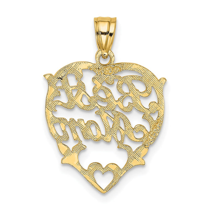 Million Charms 14K Yellow Gold Themed Best Mom Heart Charm