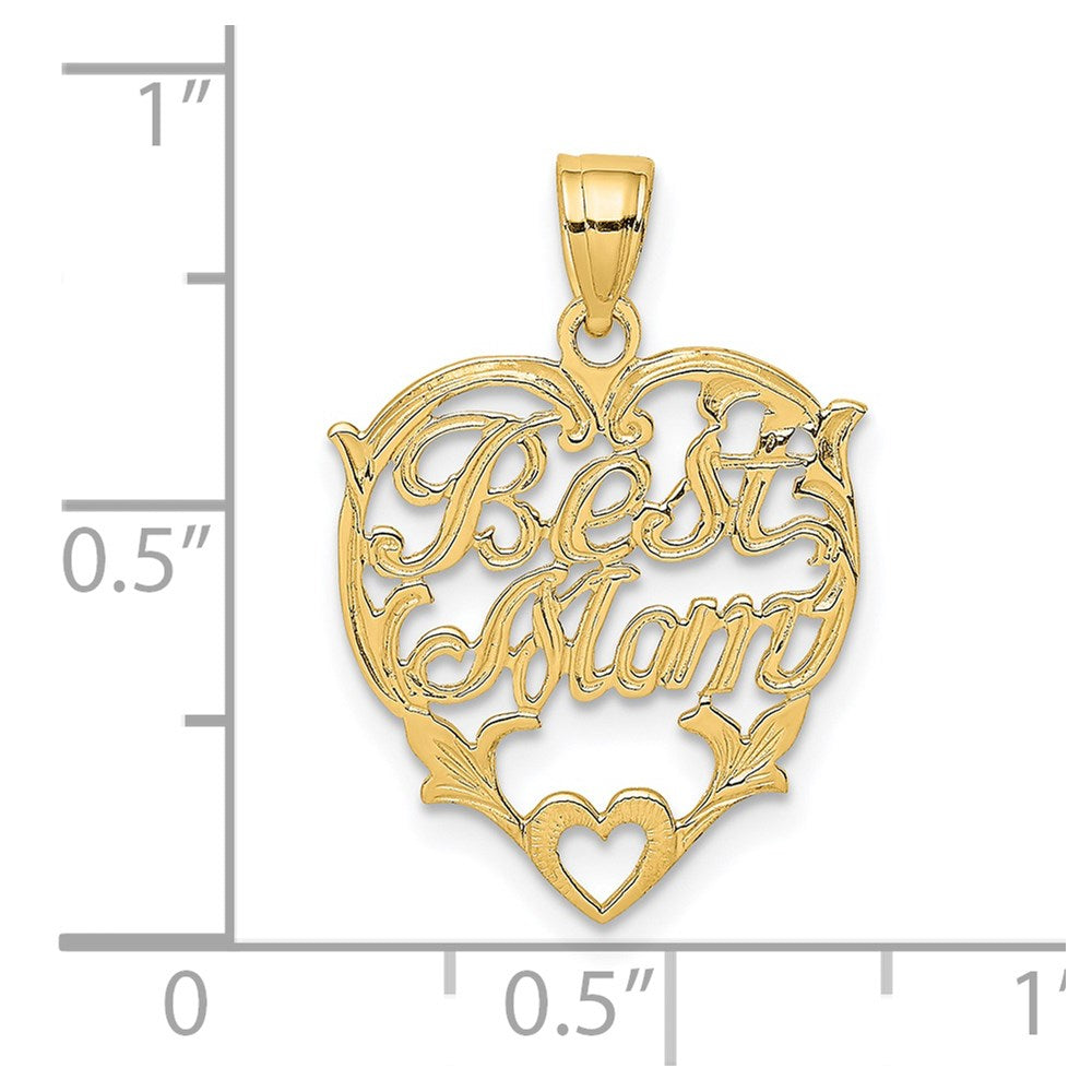 Million Charms 14K Yellow Gold Themed Best Mom Heart Charm
