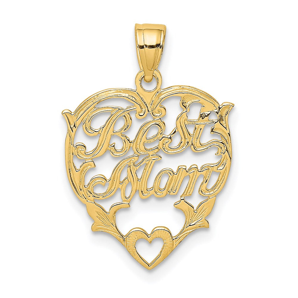 Million Charms 14K Yellow Gold Themed Best Mom Heart Charm