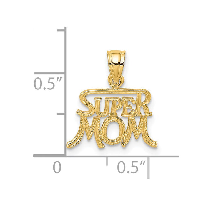 Million Charms 14K Yellow Gold Themed Super Mom Charm