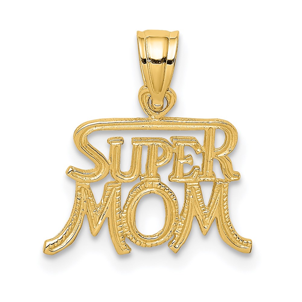Million Charms 14K Yellow Gold Themed Super Mom Charm
