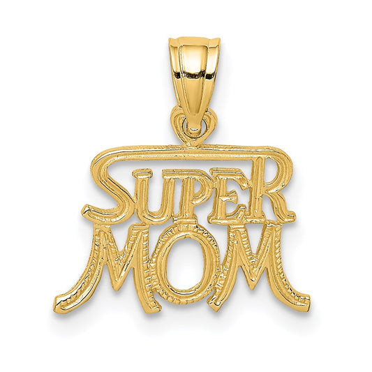 Million Charms 14K Yellow Gold Themed Super Mom Charm