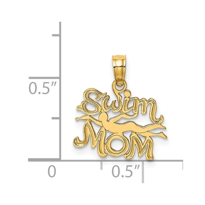 Million Charms 14K Yellow Gold Themed Swim Mom With Swimmer Charm