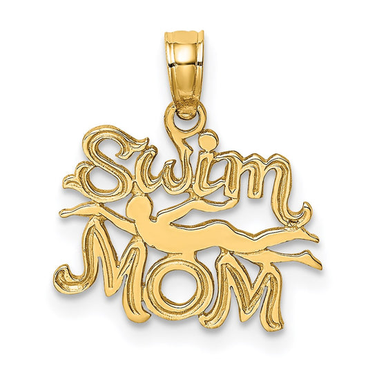 Million Charms 14K Yellow Gold Themed Swim Mom With Swimmer Charm