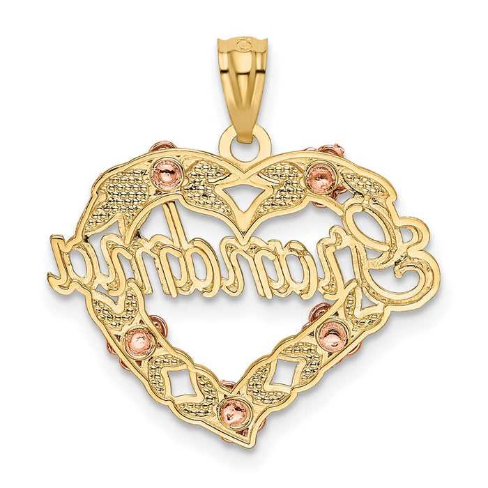 Million Charms 14K Two-Tone, Rhodium-plated Grandma Heart Pendant