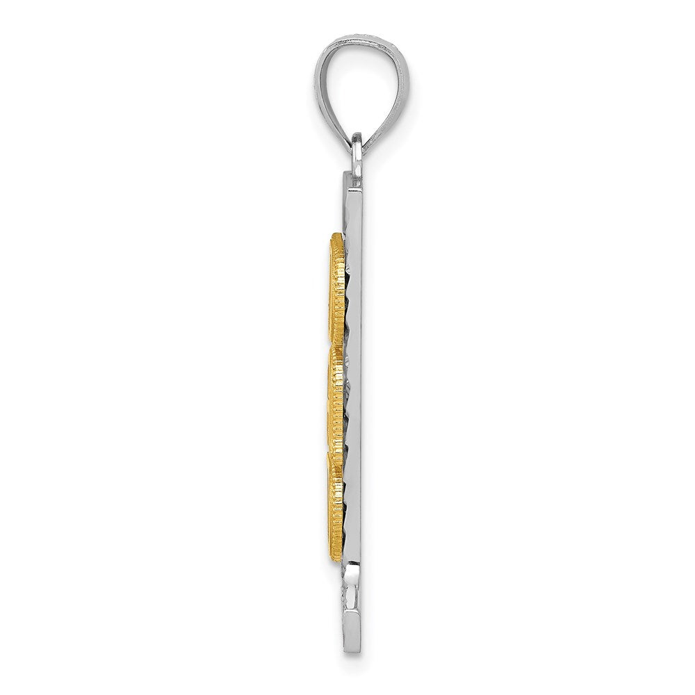 Million Charms 14K Two-Tone #1 Dad Diamond-Cut Pendant