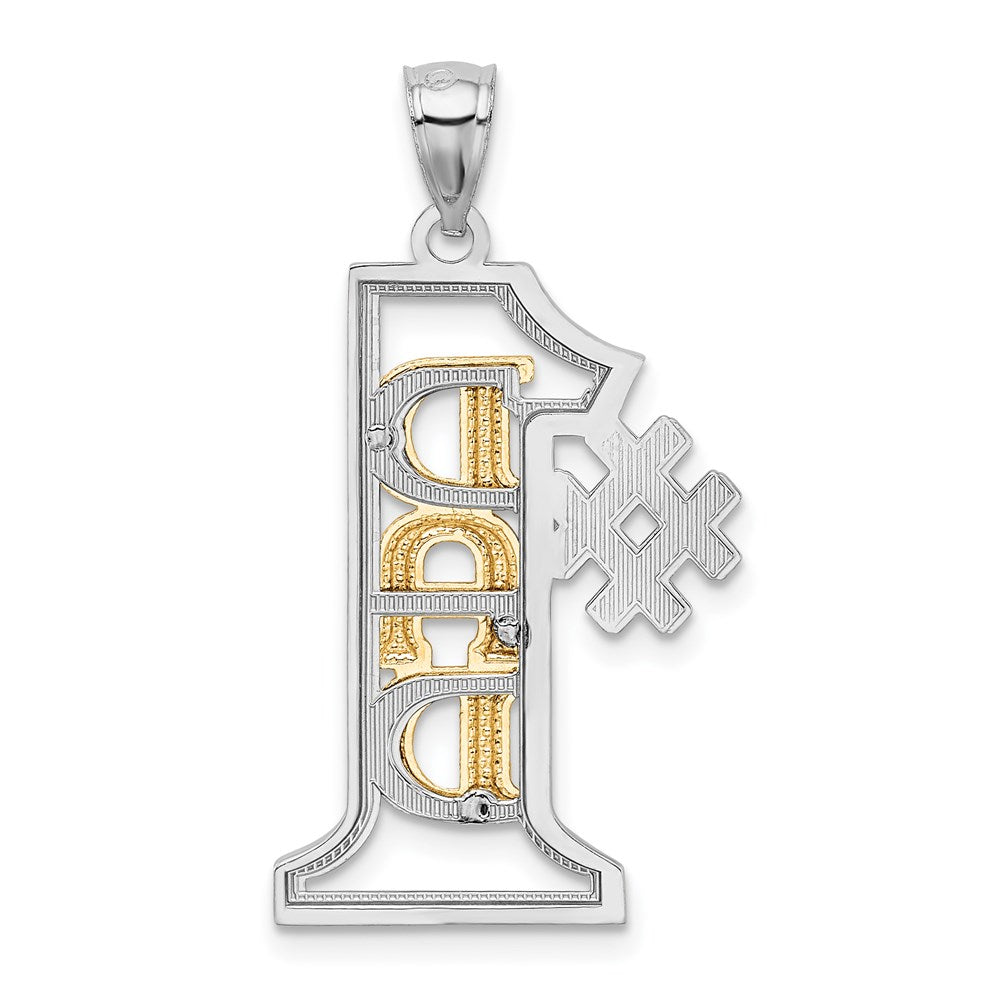 Million Charms 14K Two-Tone #1 Dad Diamond-Cut Pendant