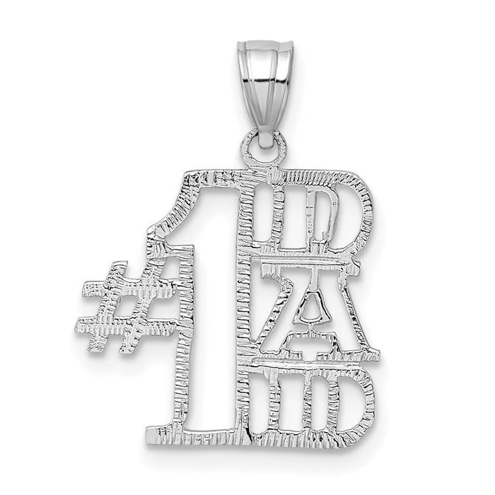 Million Charms 14K White Gold Themed #1 Dad Pendant