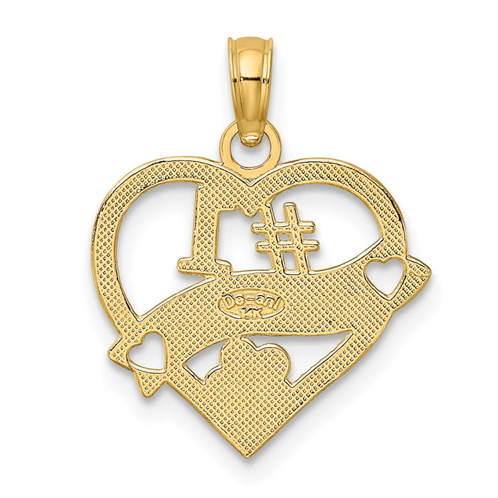 Million Charms 14K Yellow Gold Themed #1 Wife Heart Charm