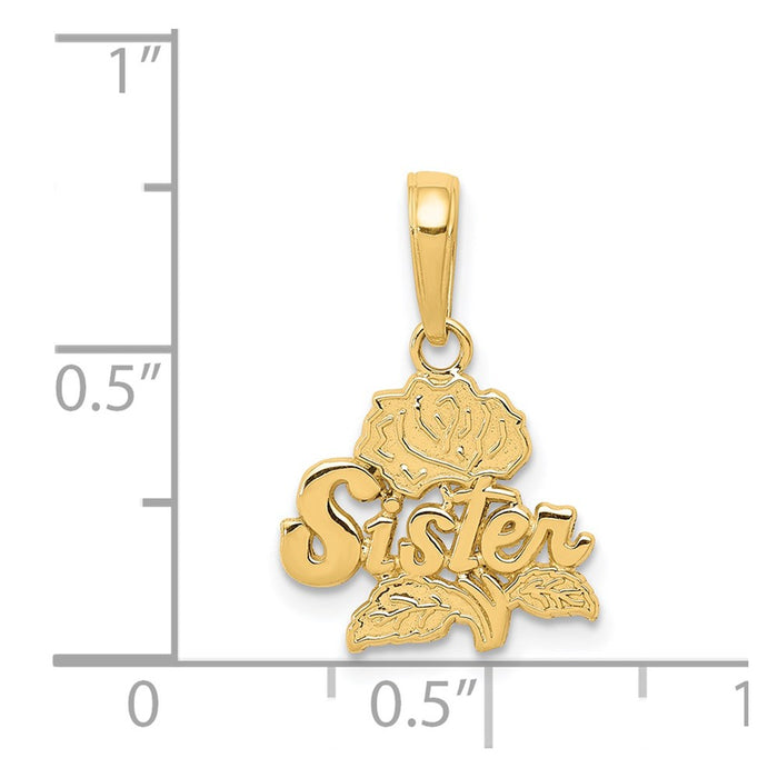 Million Charms 14K Yellow Gold Themed Sister Rose Pendant