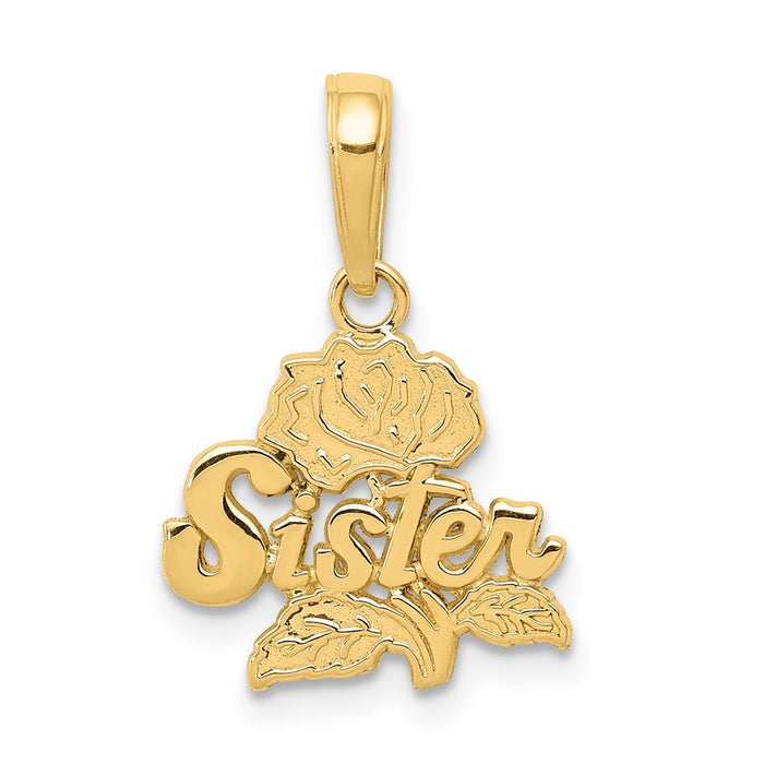Million Charms 14K Yellow Gold Themed Sister Rose Pendant