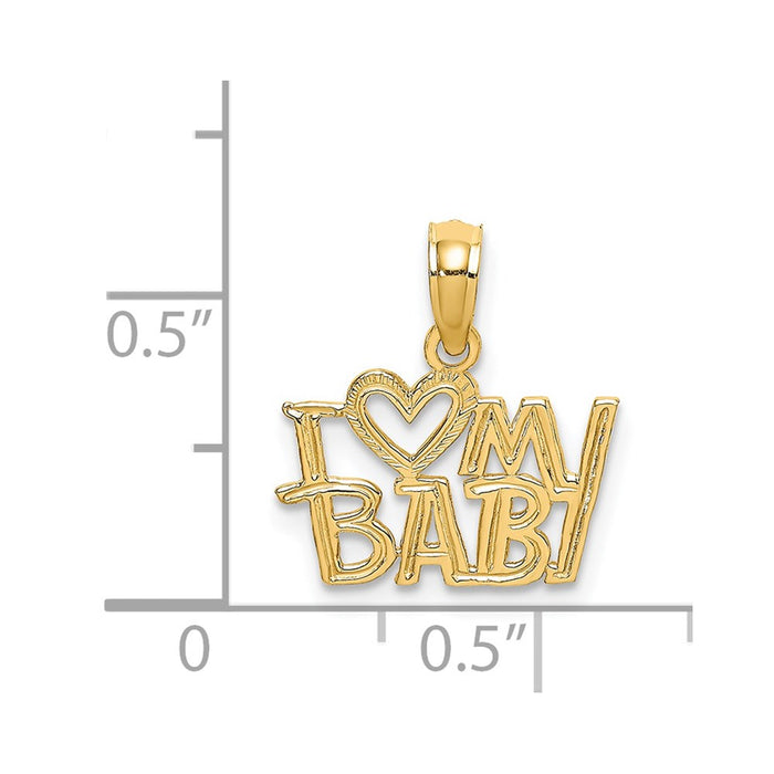 Million Charms 14K Yellow Gold Themed I Heart My Baby Charm