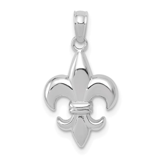 Million Charms 14K White Gold Themed 2-D Small Fleur-De-Lis Charm