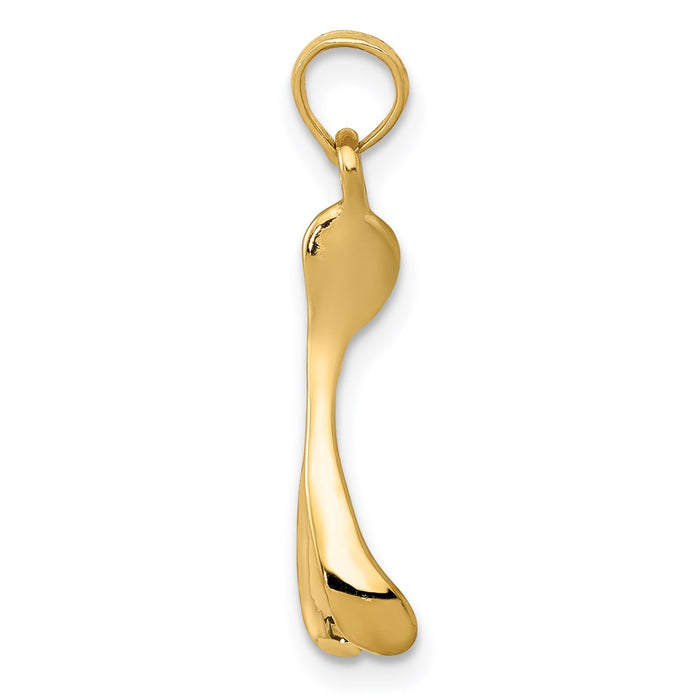 Million Charms 14K Yellow Gold Themed Wishbone Pendant