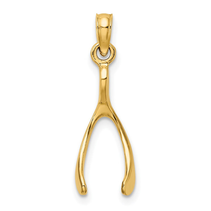 Million Charms 14K Yellow Gold Themed Wishbone Pendant