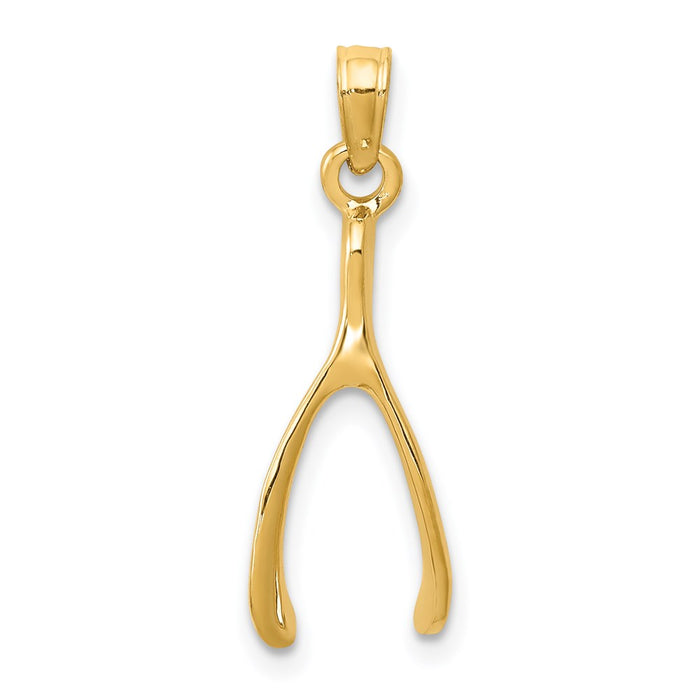 Million Charms 14K Yellow Gold Themed Wishbone Pendant