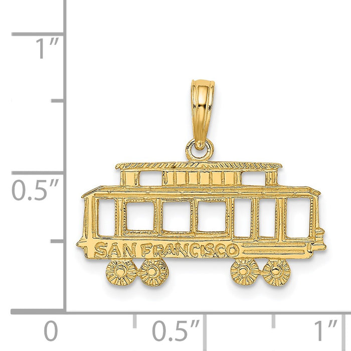 Million Charms 14K Yellow Gold Themed San Francisco Cable Car Charm