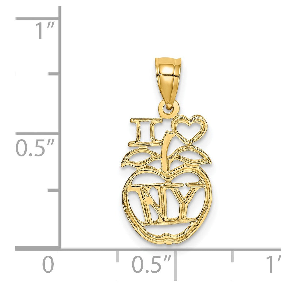 Million Charms 14K Yellow Gold Themed I Heart Ny Apple Charm