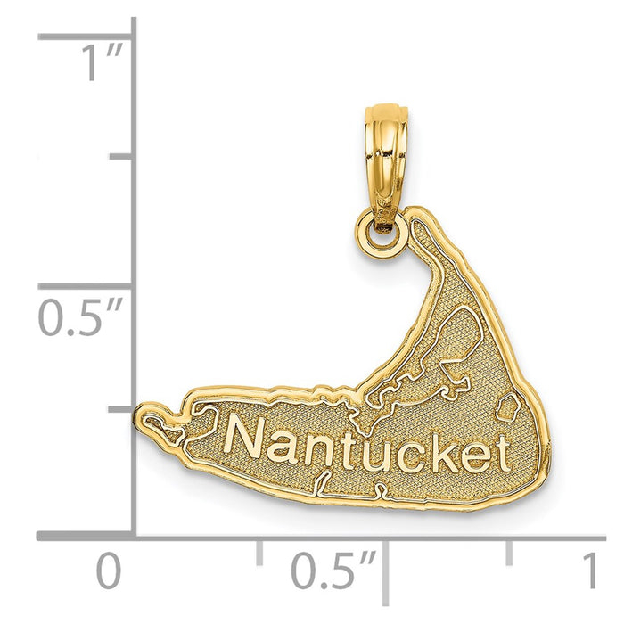 Million Charms 14K Yellow Gold Themed Nantucket Map Charm