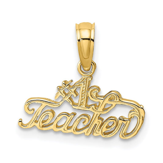 Million Charms 14K Yellow Gold Themed #1 Teacher Charm