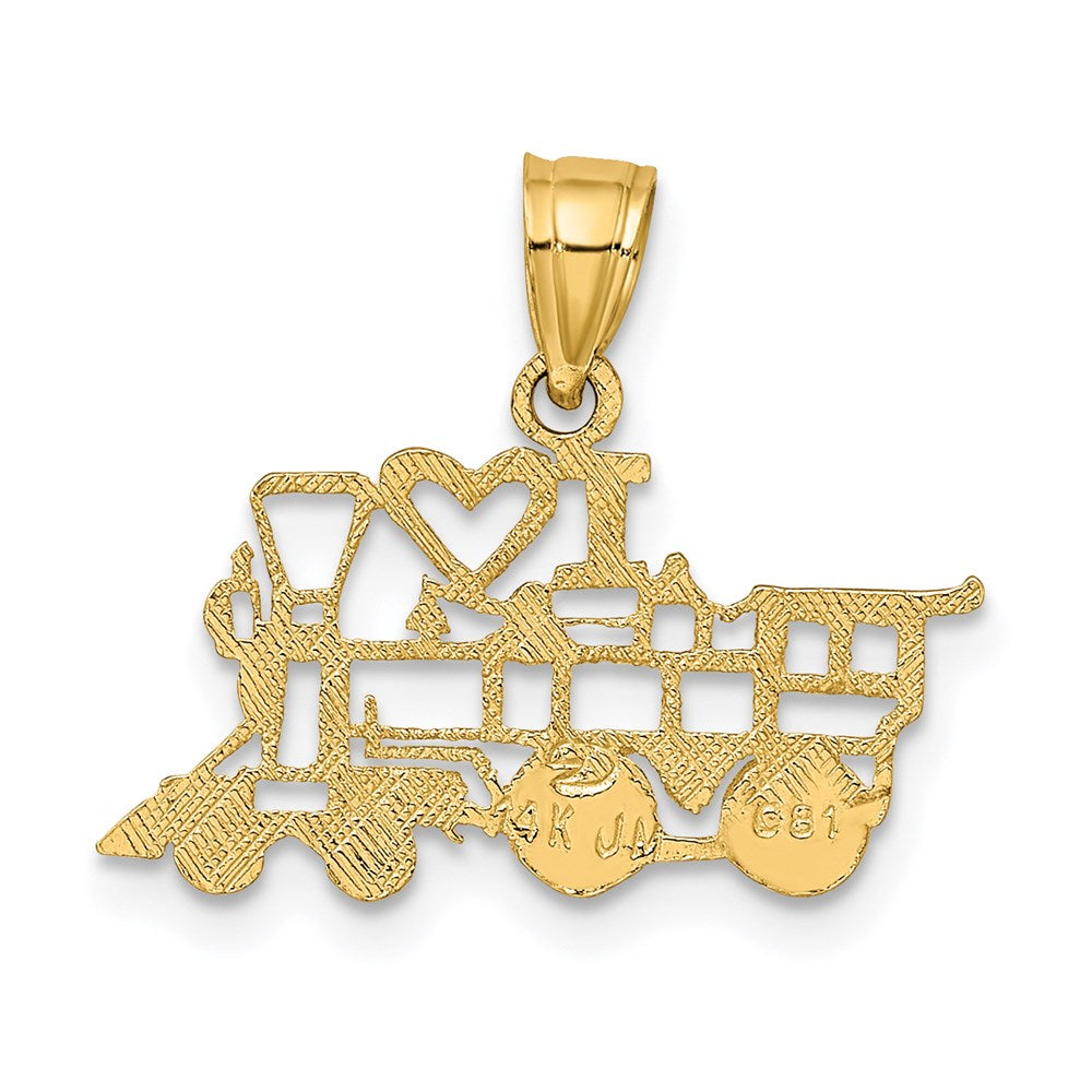 Million Charms 14K Yellow Gold Themed I Love Train Charm