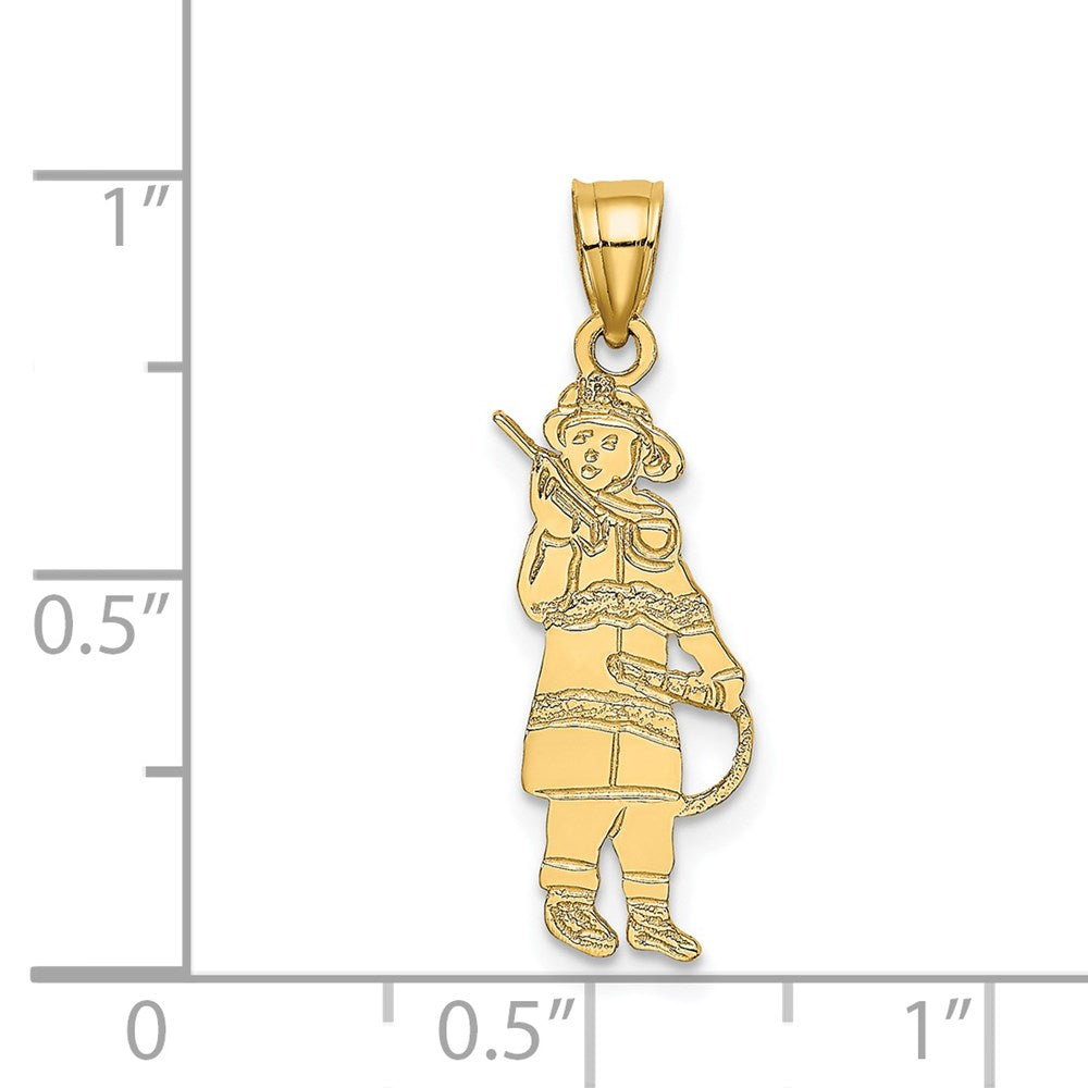 Million Charms 14K Yellow Gold Themed Fireman With Hose Charm