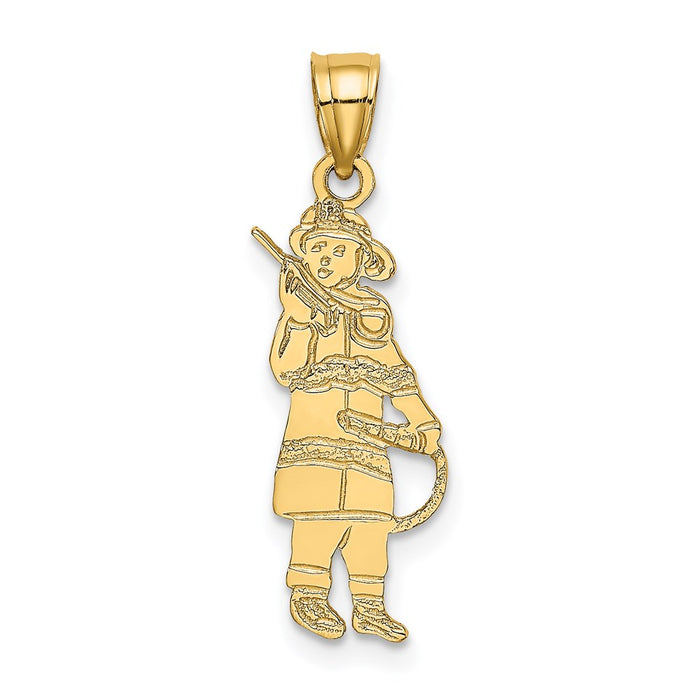 Million Charms 14K Yellow Gold Themed Fireman With Hose Charm