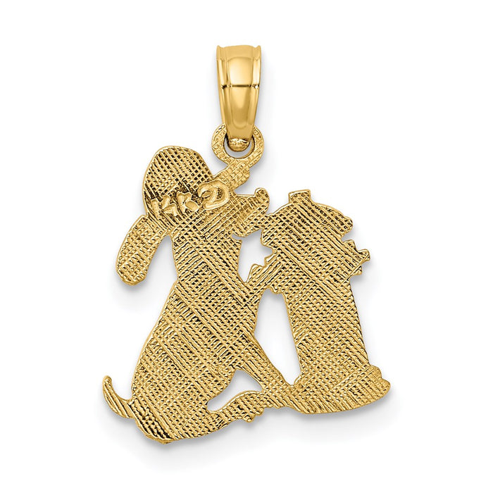 Million Charms 14K Yellow Gold Themed Fire Hydrant & Dog Charm