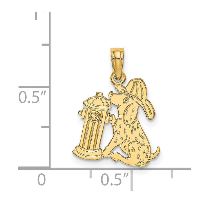 Million Charms 14K Yellow Gold Themed Fire Hydrant & Dog Charm