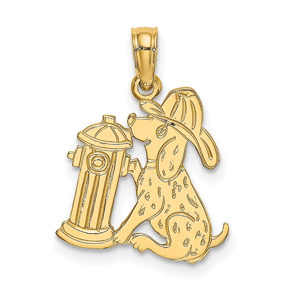 Million Charms 14K Yellow Gold Themed Fire Hydrant & Dog Charm
