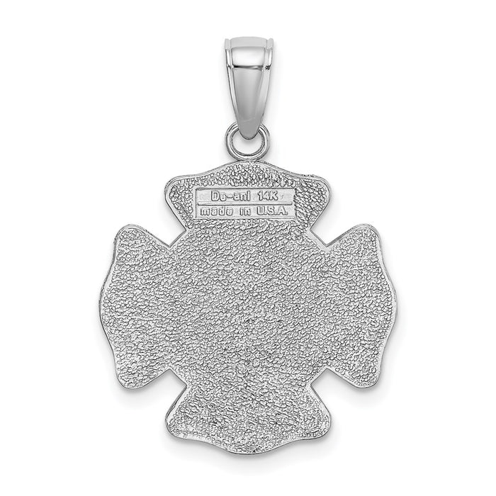 Million Charms 14K White Gold Themed F.D. Religious Saint Florian Medal Fired Dept. Charm